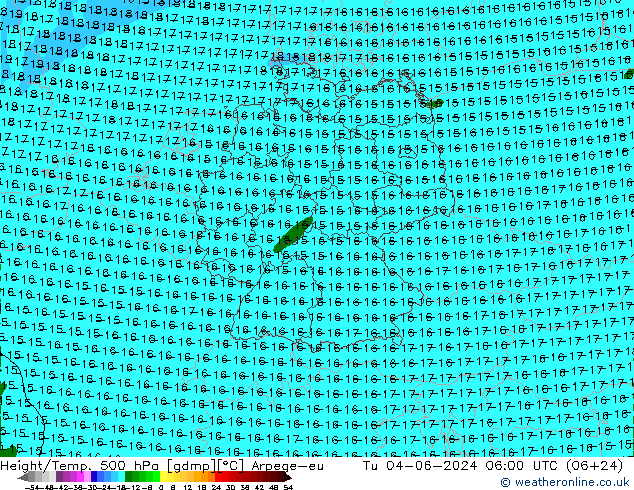 Height/Temp. 500 hPa Arpege-eu Di 04.06.2024 06 UTC