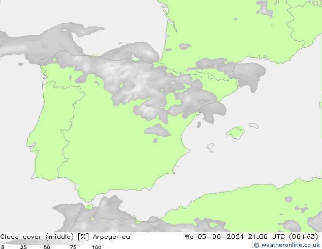 oblačnosti uprostřed Arpege-eu St 05.06.2024 21 UTC