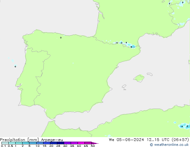Precipitazione Arpege-eu mer 05.06.2024 15 UTC