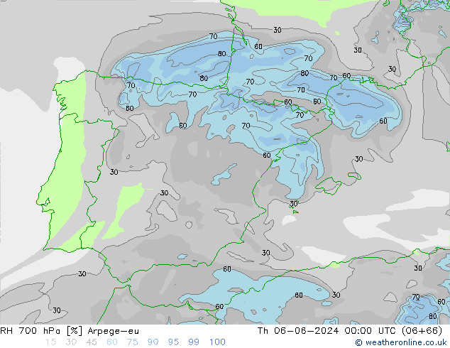 700 hPa Nispi Nem Arpege-eu Per 06.06.2024 00 UTC