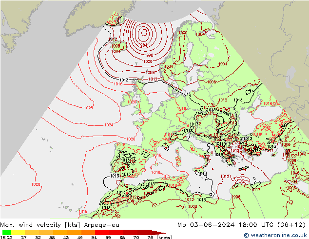 Windböen Arpege-eu Mo 03.06.2024 18 UTC