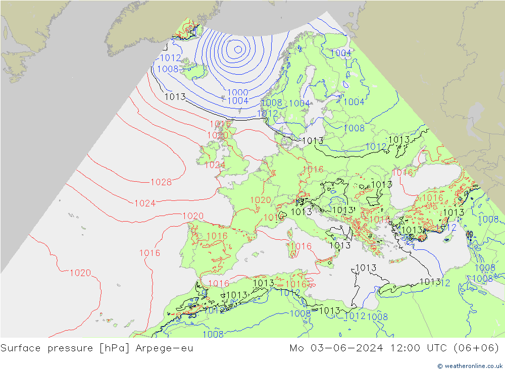 Bodendruck Arpege-eu Mo 03.06.2024 12 UTC