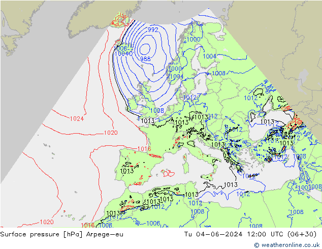 Yer basıncı Arpege-eu Sa 04.06.2024 12 UTC
