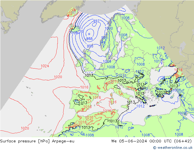 Bodendruck Arpege-eu Mi 05.06.2024 00 UTC