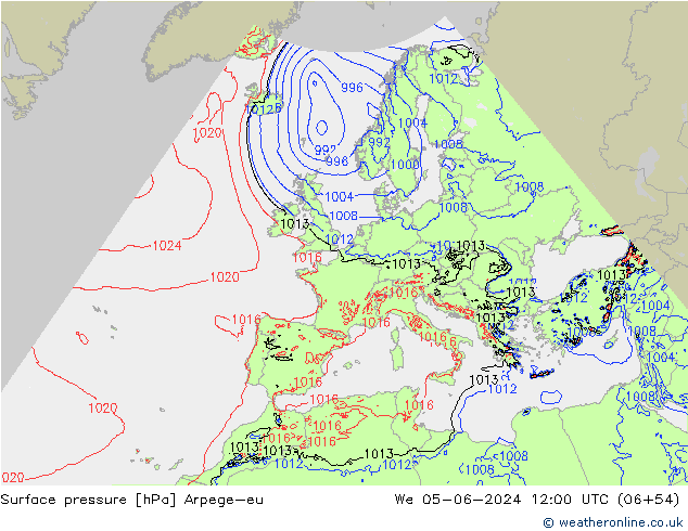 Bodendruck Arpege-eu Mi 05.06.2024 12 UTC