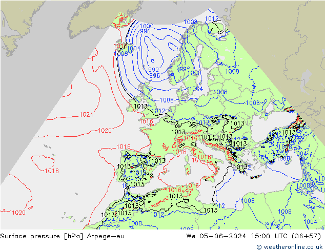 Surface pressure Arpege-eu We 05.06.2024 15 UTC