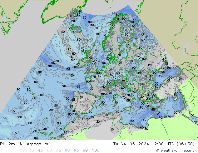 RH 2m Arpege-eu  04.06.2024 12 UTC