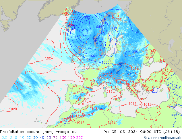 Nied. akkumuliert Arpege-eu Mi 05.06.2024 06 UTC