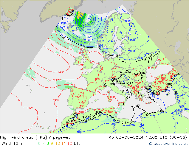 High wind areas Arpege-eu lun 03.06.2024 12 UTC