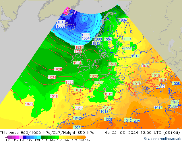 Thck 850-1000 hPa Arpege-eu Mo 03.06.2024 12 UTC