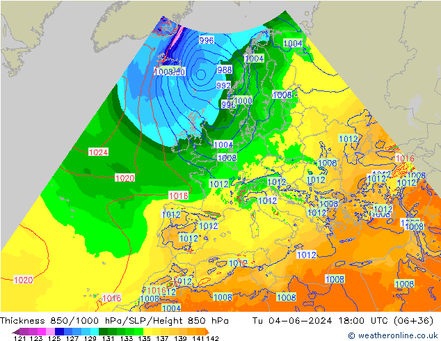 Thck 850-1000 hPa Arpege-eu Ter 04.06.2024 18 UTC