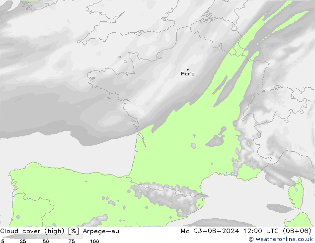 Wolken (hohe) Arpege-eu Mo 03.06.2024 12 UTC