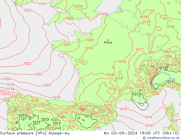 Yer basıncı Arpege-eu Pzt 03.06.2024 18 UTC