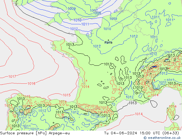 Yer basıncı Arpege-eu Sa 04.06.2024 15 UTC