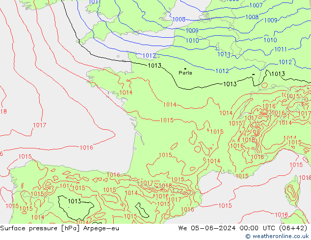 Surface pressure Arpege-eu We 05.06.2024 00 UTC