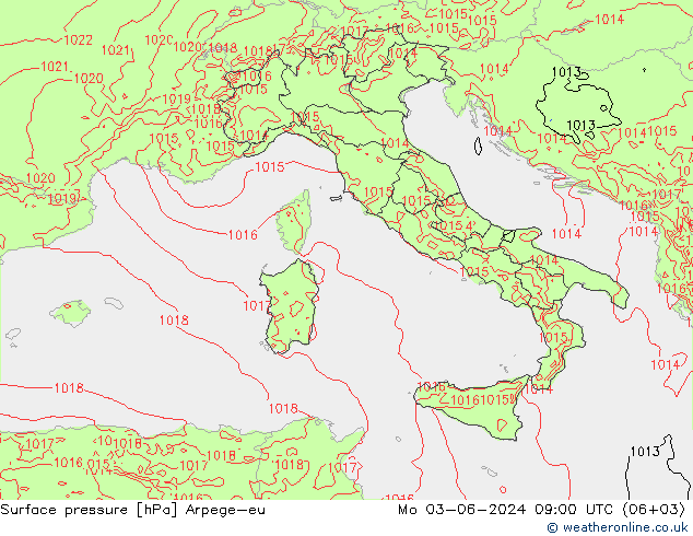 Yer basıncı Arpege-eu Pzt 03.06.2024 09 UTC