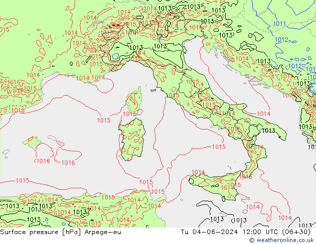 Luchtdruk (Grond) Arpege-eu di 04.06.2024 12 UTC