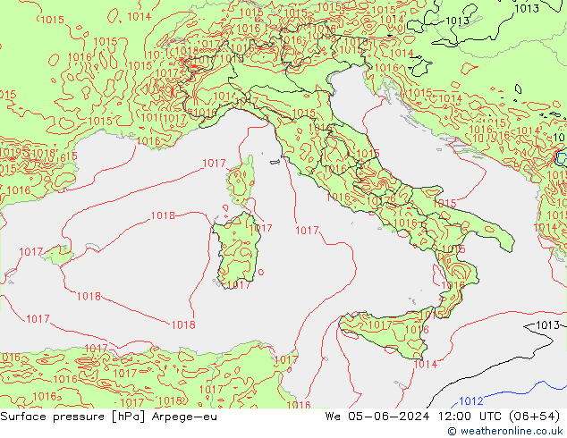 Surface pressure Arpege-eu We 05.06.2024 12 UTC