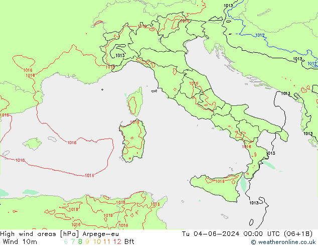 High wind areas Arpege-eu mar 04.06.2024 00 UTC