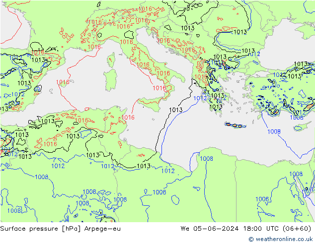 pression de l'air Arpege-eu mer 05.06.2024 18 UTC