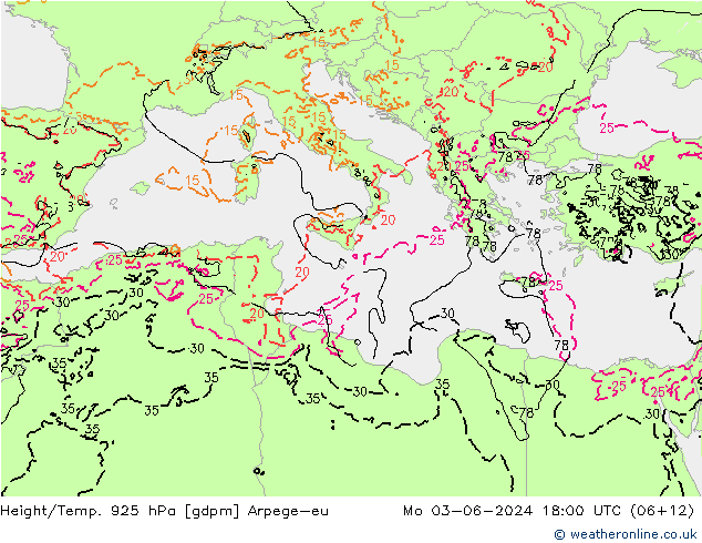 Height/Temp. 925 hPa Arpege-eu  03.06.2024 18 UTC