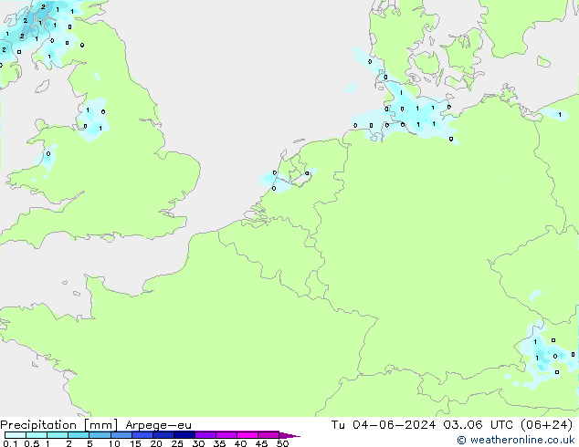 Niederschlag Arpege-eu Di 04.06.2024 06 UTC