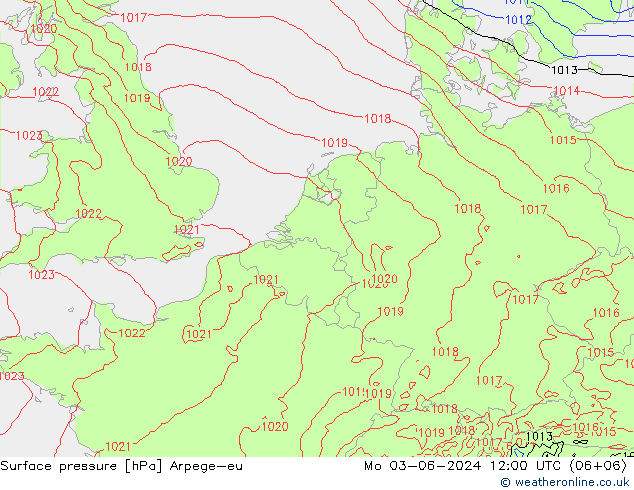 pression de l'air Arpege-eu lun 03.06.2024 12 UTC