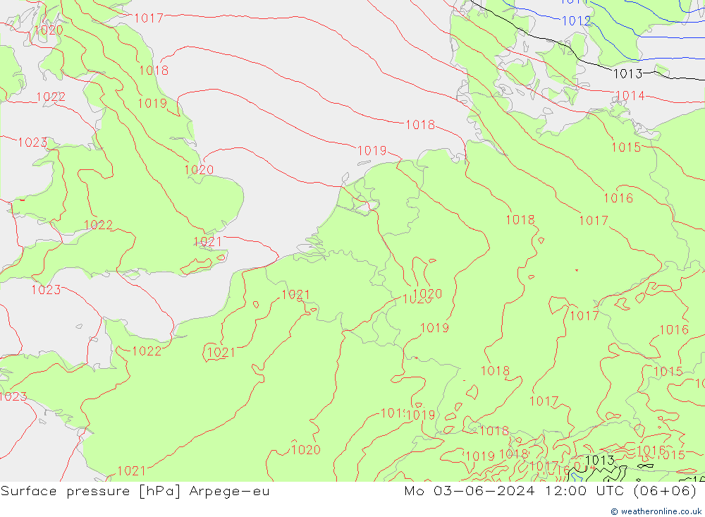 Yer basıncı Arpege-eu Pzt 03.06.2024 12 UTC