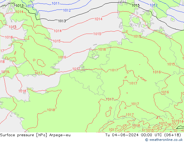 pressão do solo Arpege-eu Ter 04.06.2024 00 UTC