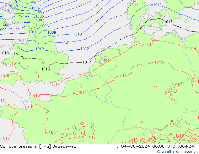 pression de l'air Arpege-eu mar 04.06.2024 06 UTC