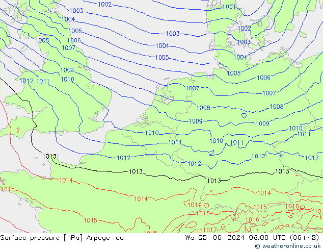 pression de l'air Arpege-eu mer 05.06.2024 06 UTC