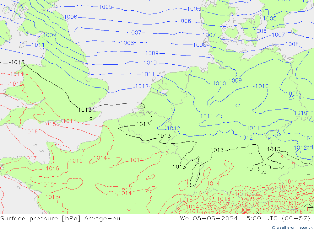 Luchtdruk (Grond) Arpege-eu wo 05.06.2024 15 UTC