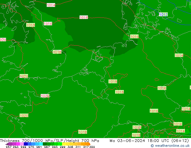 Thck 700-1000 hPa Arpege-eu Mo 03.06.2024 18 UTC