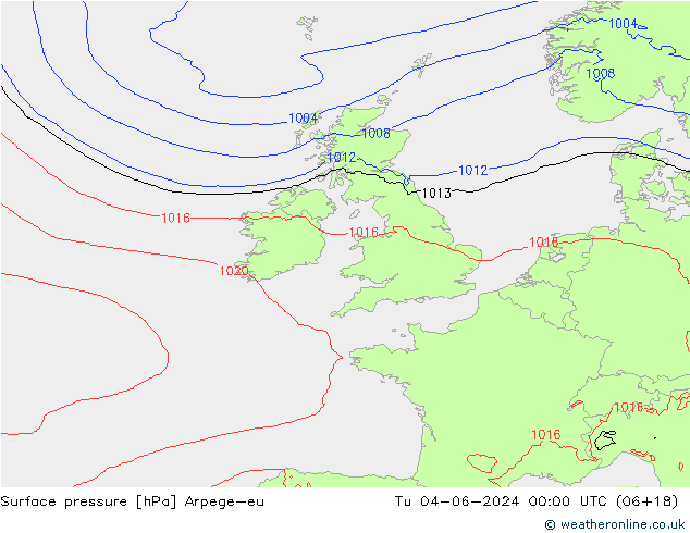 приземное давление Arpege-eu вт 04.06.2024 00 UTC