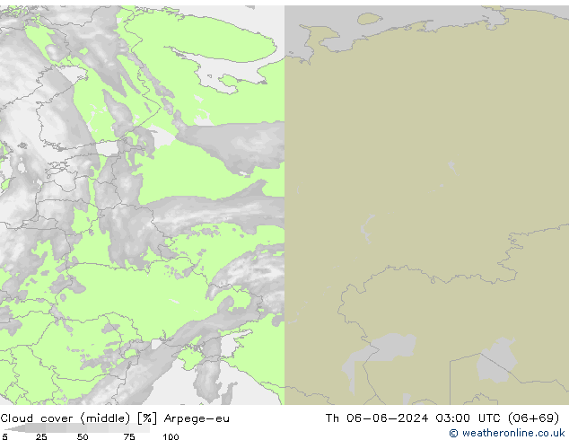 oblačnosti uprostřed Arpege-eu Čt 06.06.2024 03 UTC