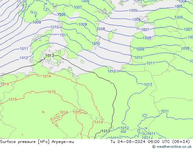 pression de l'air Arpege-eu mar 04.06.2024 06 UTC