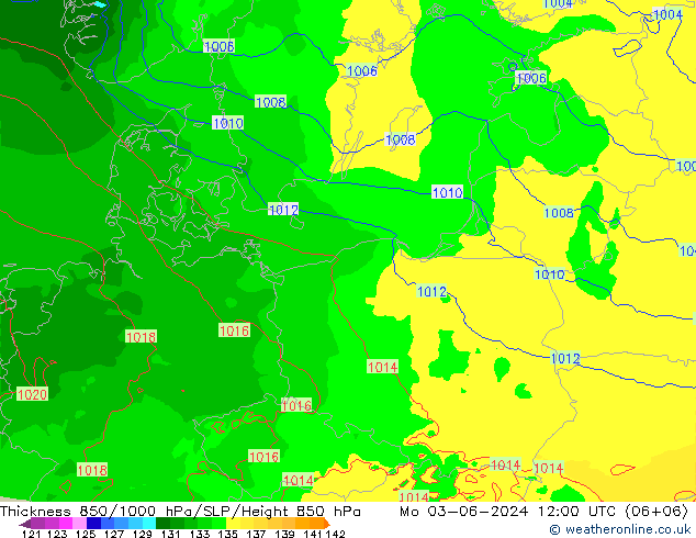 Thck 850-1000 hPa Arpege-eu lun 03.06.2024 12 UTC