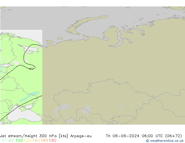 Jet stream/Height 300 hPa Arpege-eu Čt 06.06.2024 06 UTC