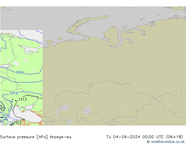 Presión superficial Arpege-eu mar 04.06.2024 00 UTC