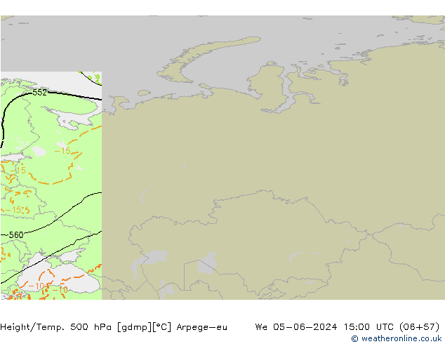 Height/Temp. 500 hPa Arpege-eu  05.06.2024 15 UTC
