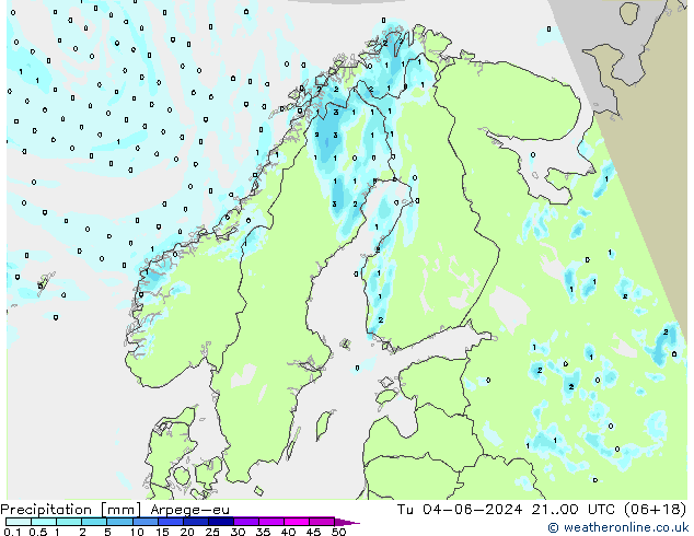 Precipitation Arpege-eu Tu 04.06.2024 00 UTC