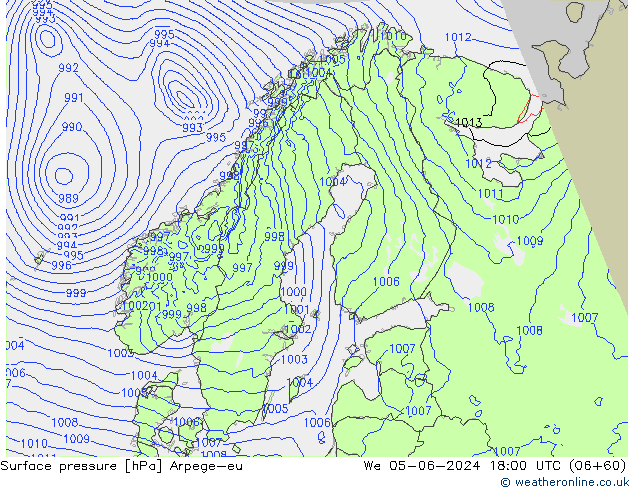 Surface pressure Arpege-eu We 05.06.2024 18 UTC