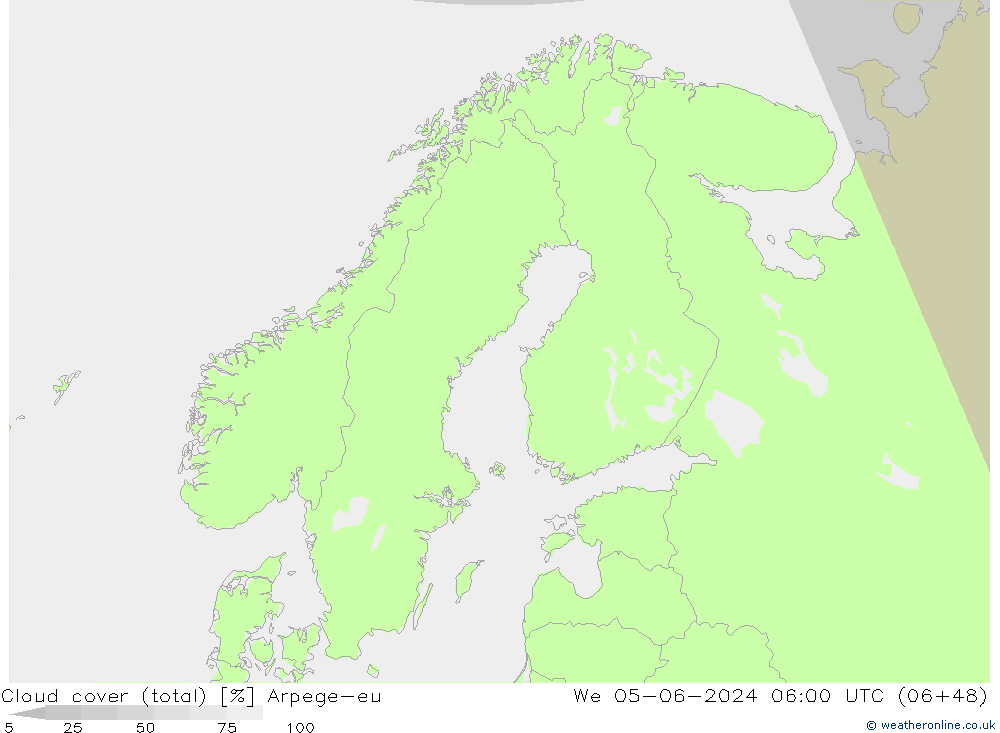 облака (сумма) Arpege-eu ср 05.06.2024 06 UTC