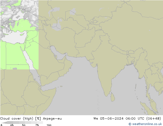 Nuages (élevé) Arpege-eu mer 05.06.2024 06 UTC