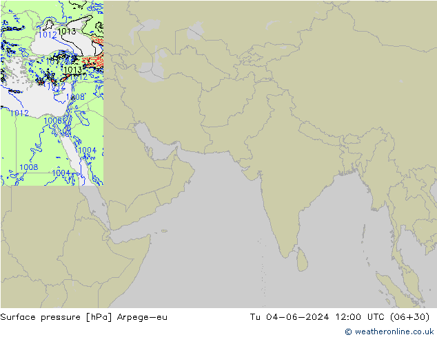 Atmosférický tlak Arpege-eu Út 04.06.2024 12 UTC