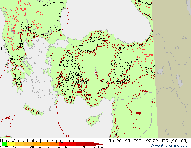 Maks. Rüzgar Hızı Arpege-eu Per 06.06.2024 00 UTC