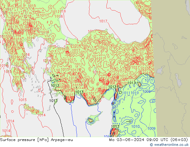 Luchtdruk (Grond) Arpege-eu ma 03.06.2024 09 UTC