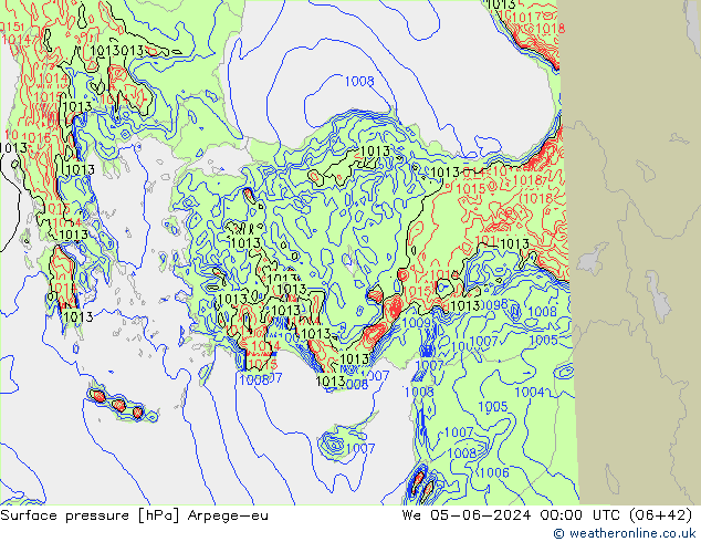 pressão do solo Arpege-eu Qua 05.06.2024 00 UTC