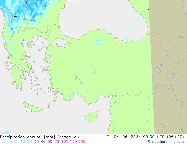 Precipitation accum. Arpege-eu вт 04.06.2024 09 UTC