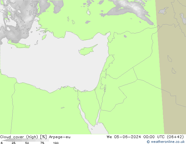 Nuages (élevé) Arpege-eu mer 05.06.2024 00 UTC